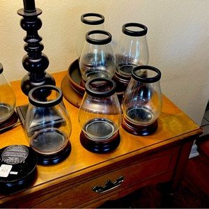 Pottery Barn Candle holders and one large base all for 75.00